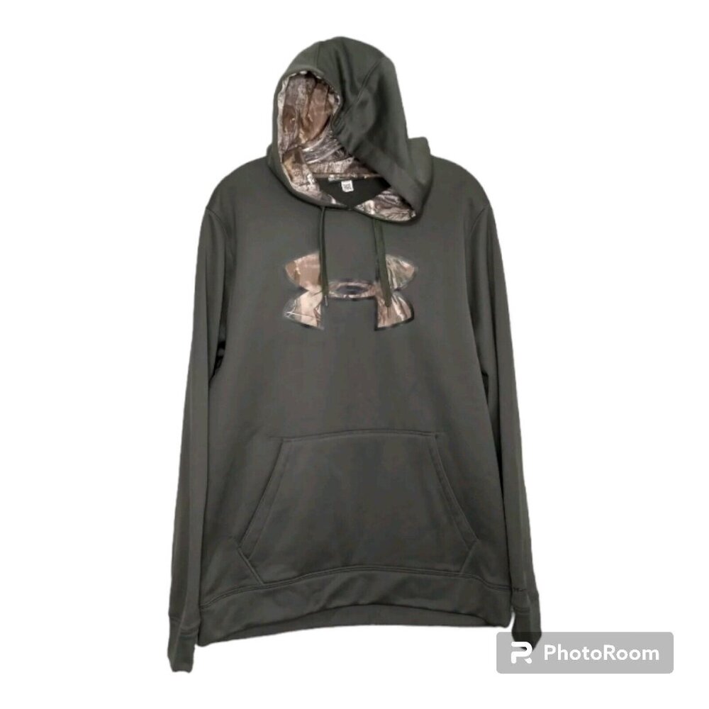 Under Armour Storm Hoodie Mens M Green Camo Sweatshirt Loose Fit Gorp Dadcore